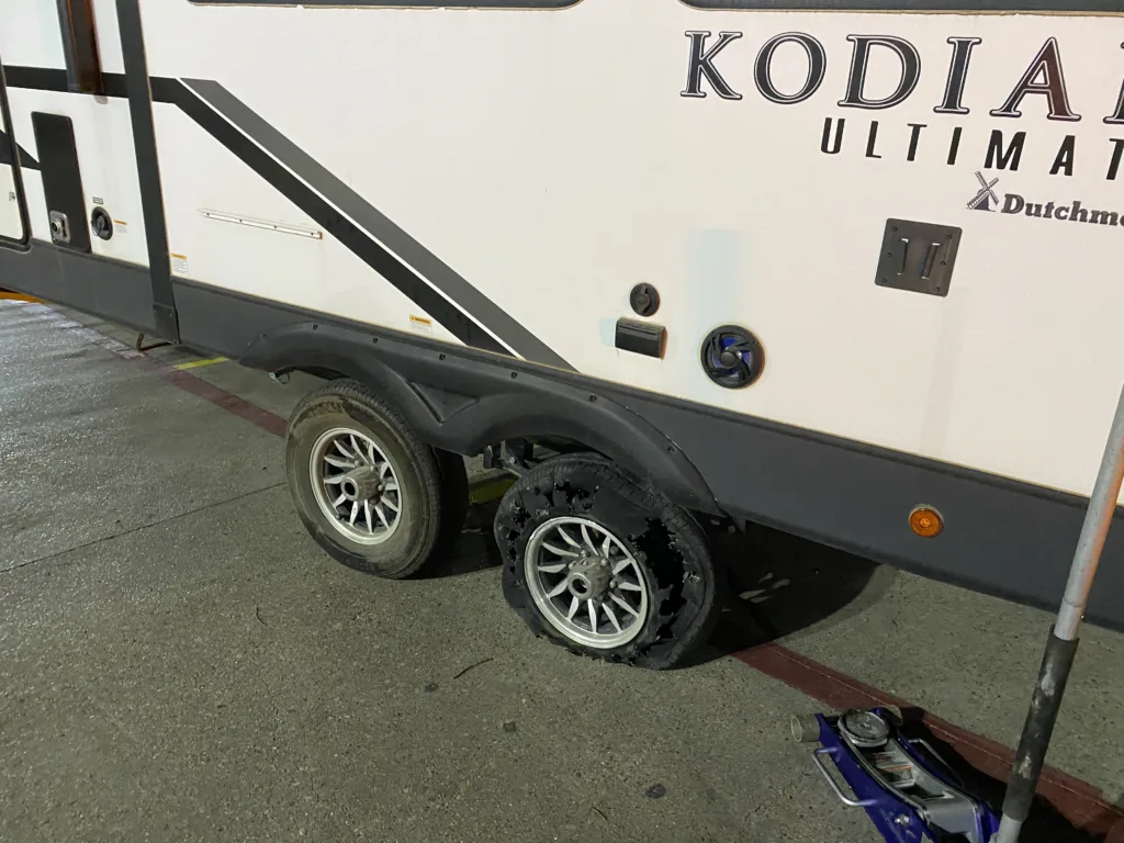 RV Flat Tire Change Austin TX Blown Tire Travel Trailer Tire Repair